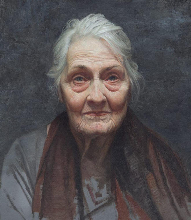 old woman portrait painting by david