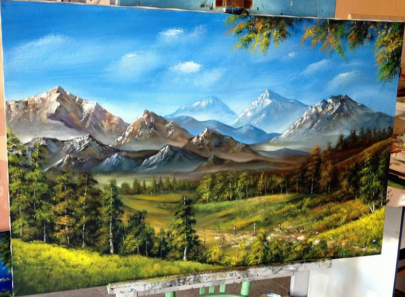 realistic mountain painting by marlon brinja