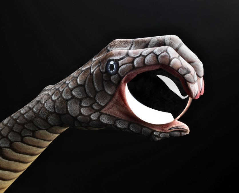snake hand painting by luigi gattinara