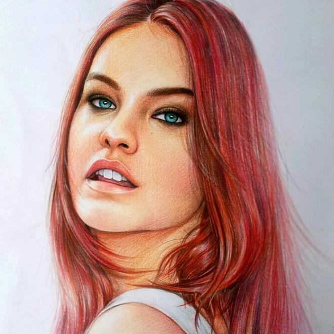 woman color pencil drawing