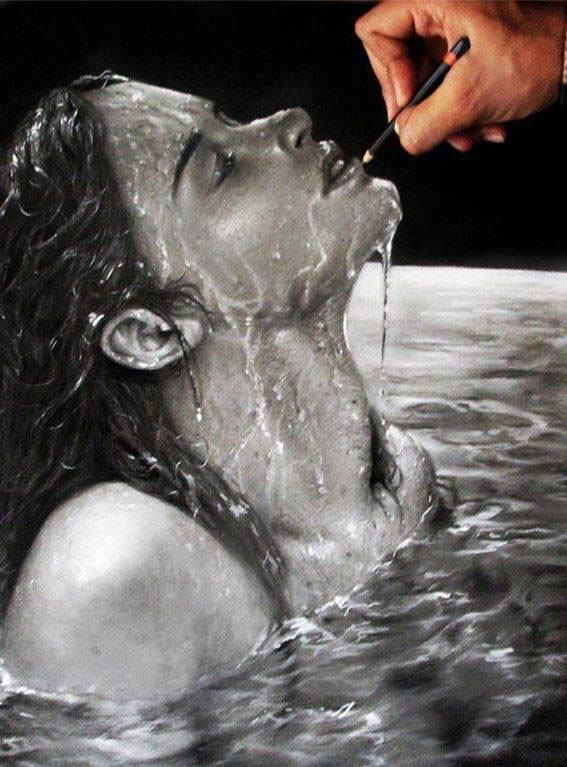 water lady pencil drawing by gerardo