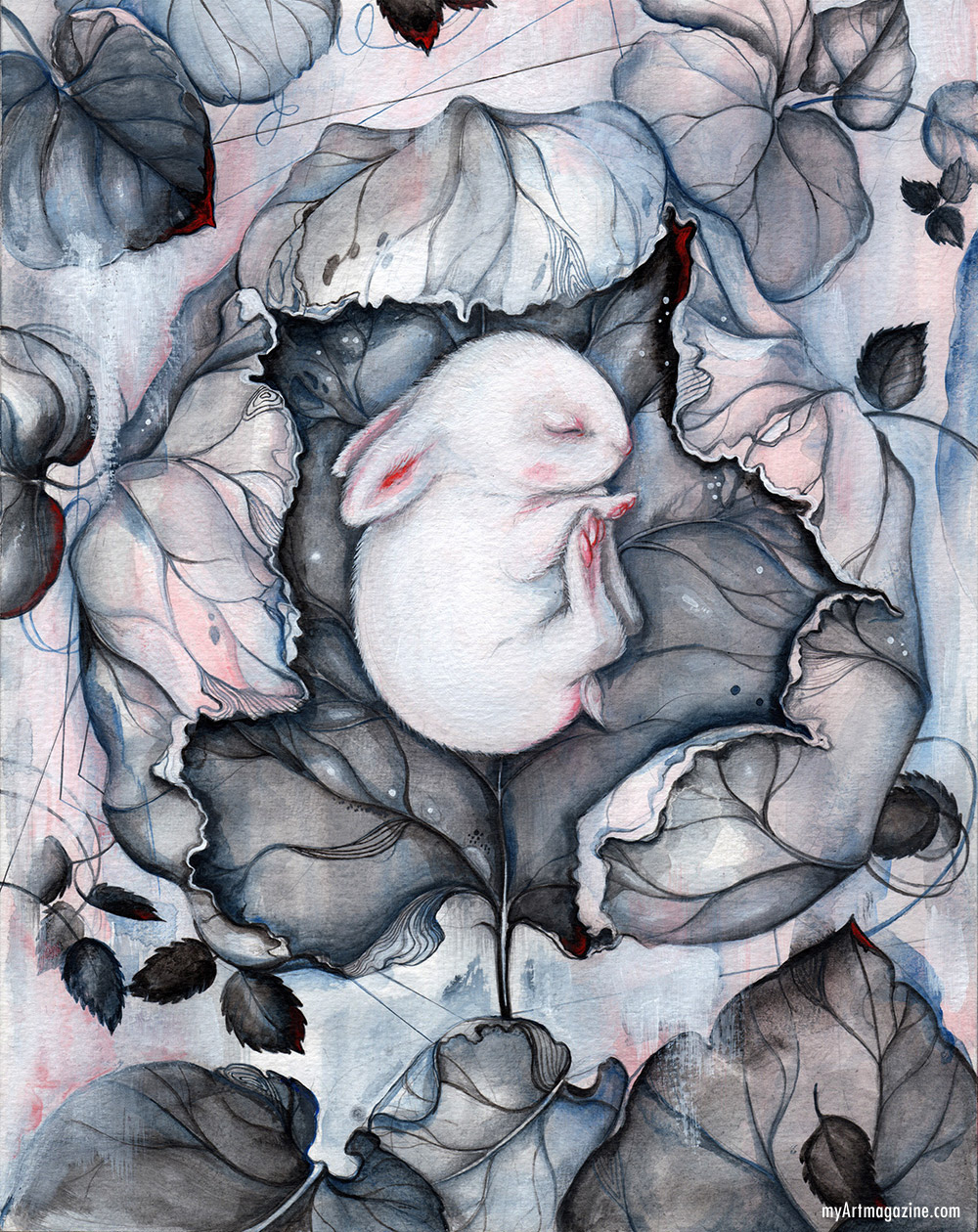 watercolor painting rabbit by marjolein caljouw