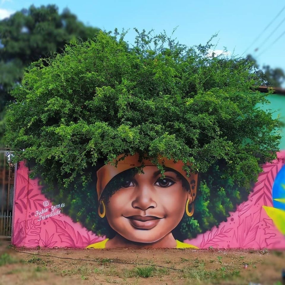street art tree hairdo by fabio gomes trindade