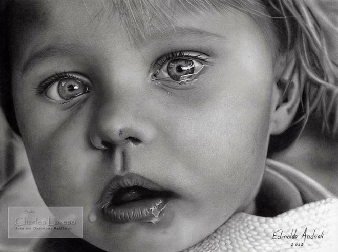 baby crying pencil drawing by edinaldo