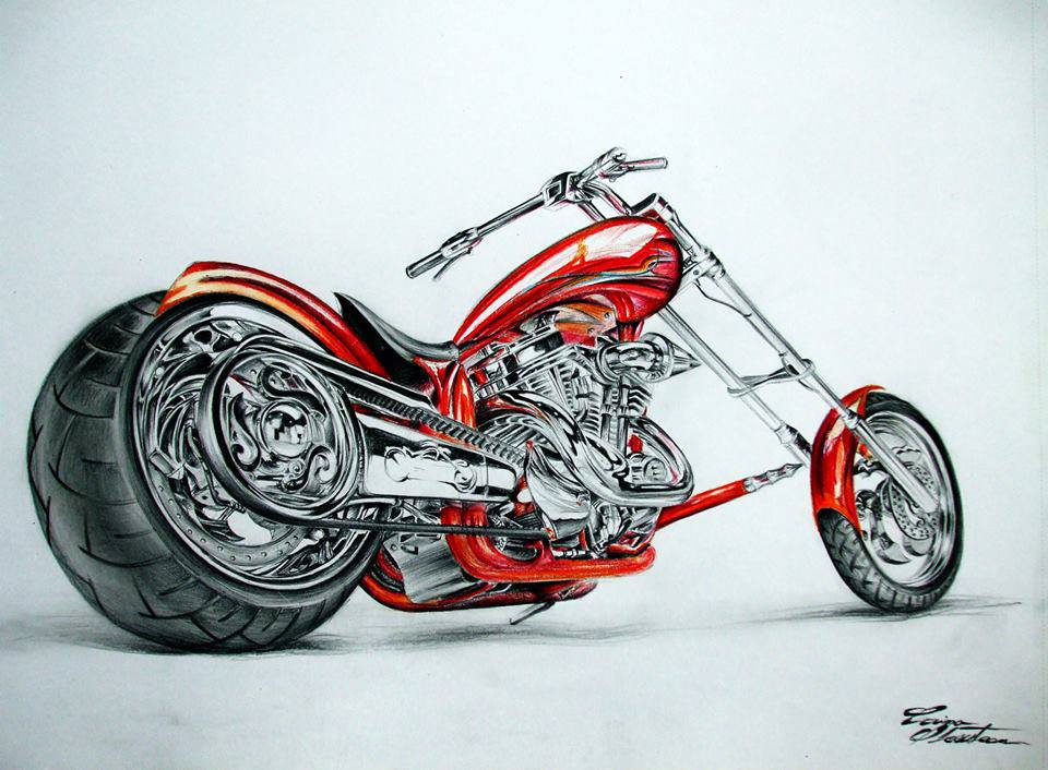 bike color pencil drawing by corina