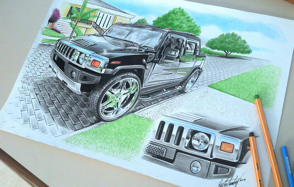 cars pencil drawing by eric
