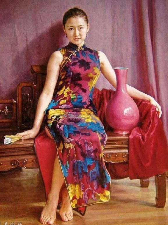 girl painting by guan