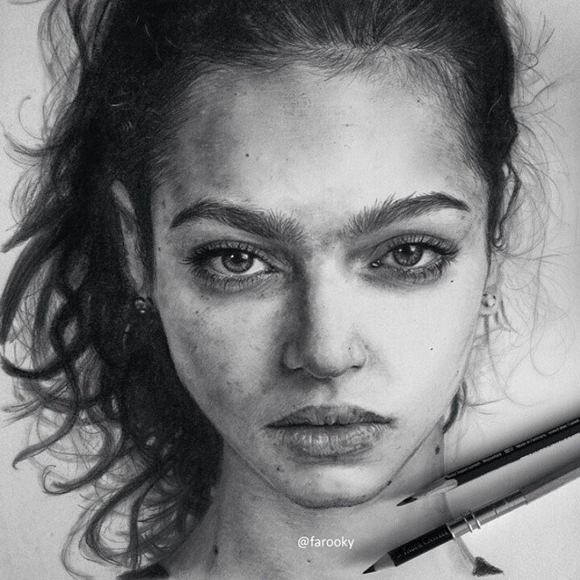 girl pencil drawing by farooky