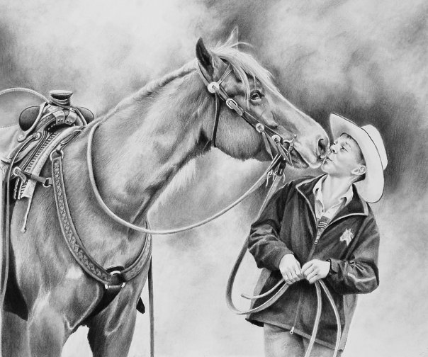 horse and man pencil drawing by maria