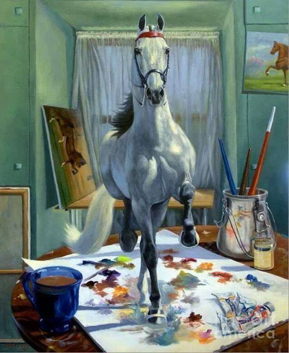 horse painting by jeanne