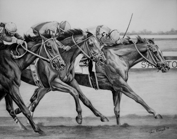 horse race pencil drawing by maria