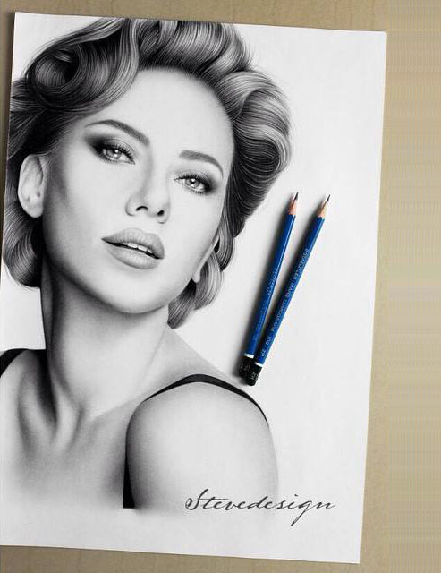 modern woman pencil drawing by stevedesign