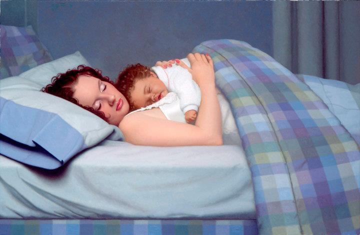 mother with baby painting by stephen