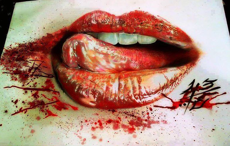 realistic lips painting