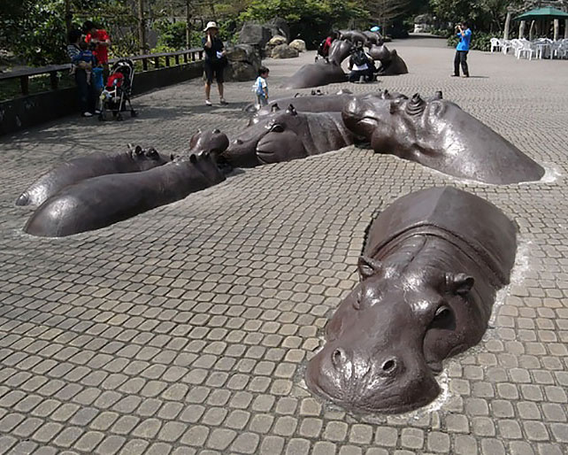creative sculptures hippopotamus