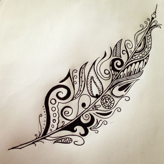doodle artwork feather