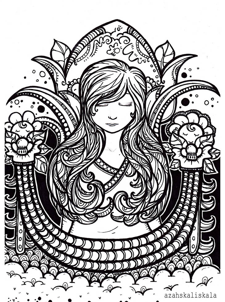 doodle artwork lady art by azahskaliskala