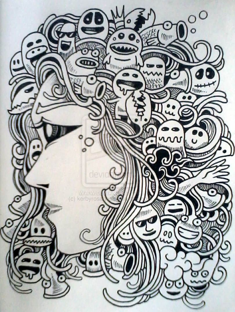 doodle artwork lady art by kerbyrosanes