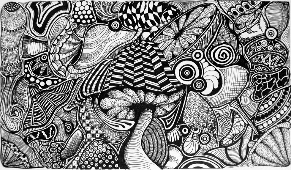 doodle artwork mushroom art by vedica