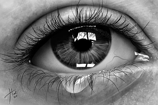eyes drawings realistic tear eye art by hadi