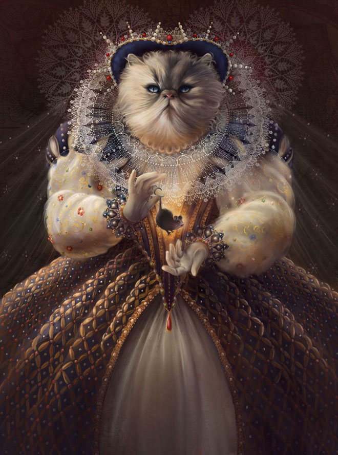 funny painting cat queen
