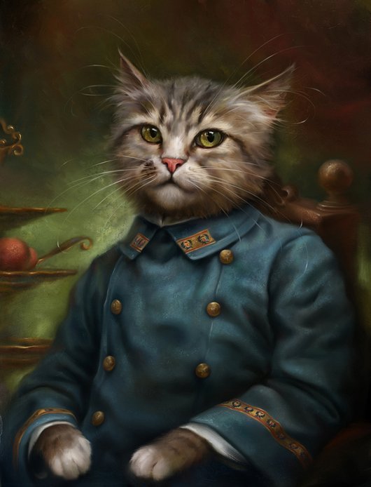 funny painting majestic cat