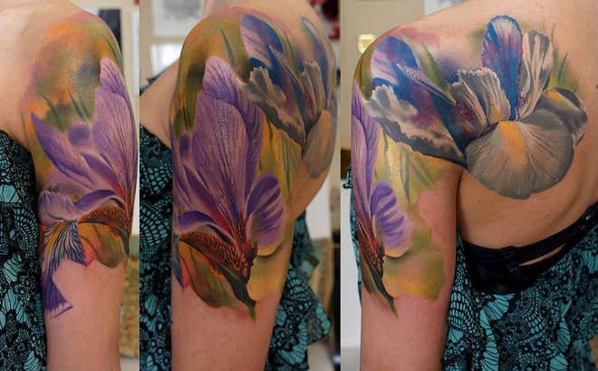 tattoos for men iris flower artwork by grimmy