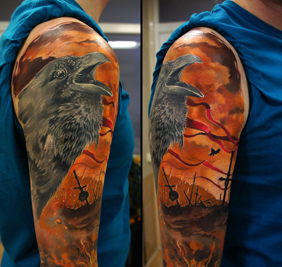 tattoos for men raven artwork by grimmy
