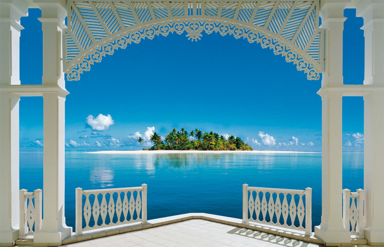 wall mural painting island view