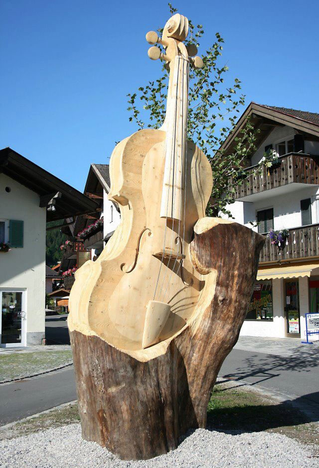 wood carving art works violin music instrument