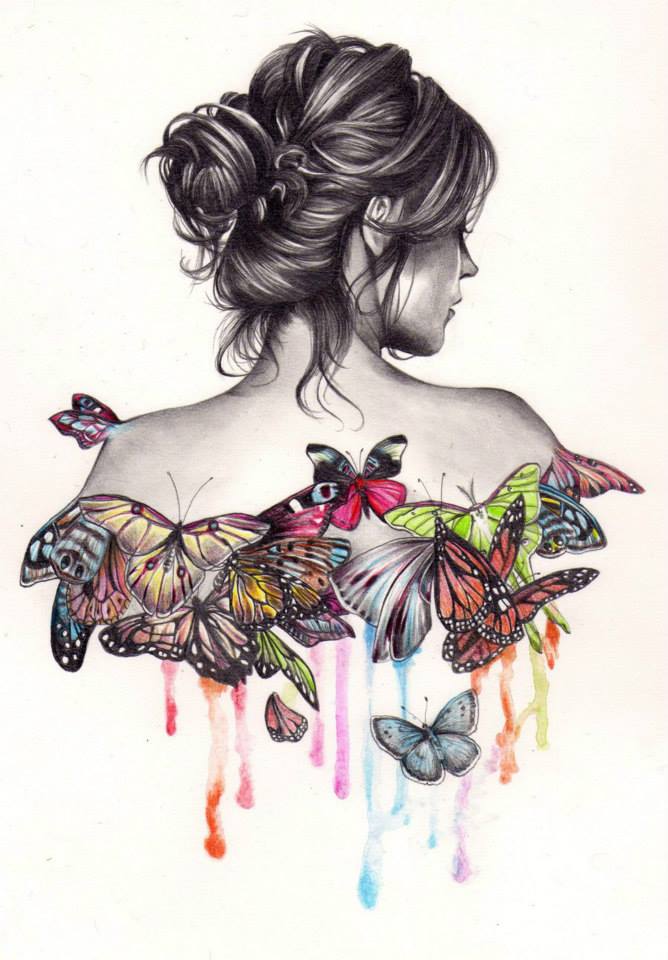 butterfly girl drawing by kate