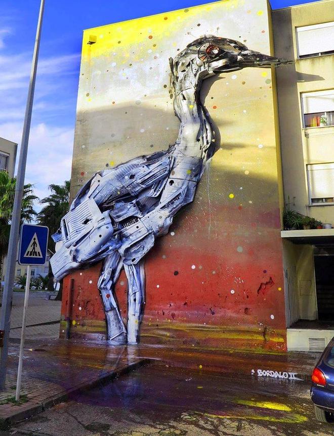 duck street art by bordalo