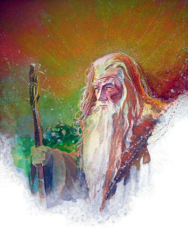 gandalf watercolor by markmchaley