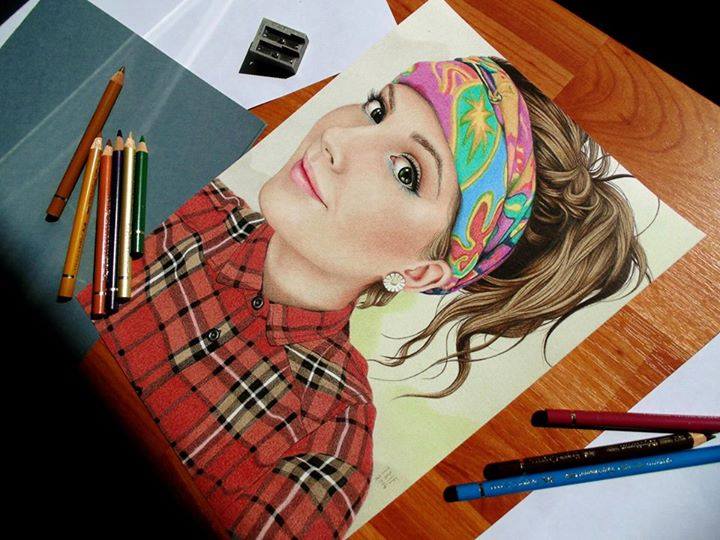 girl color pencil drawings by trif