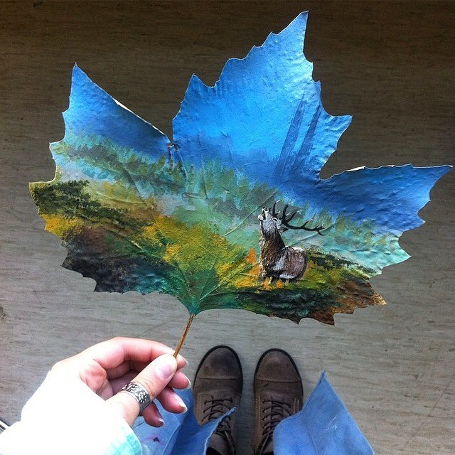 leaf paintng by moanart