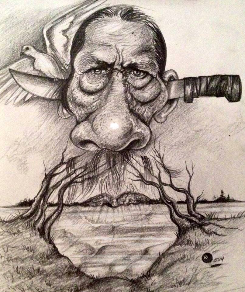 man caricature by machete