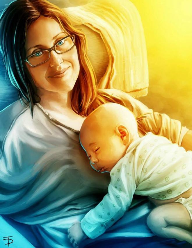 mother and baby digital art