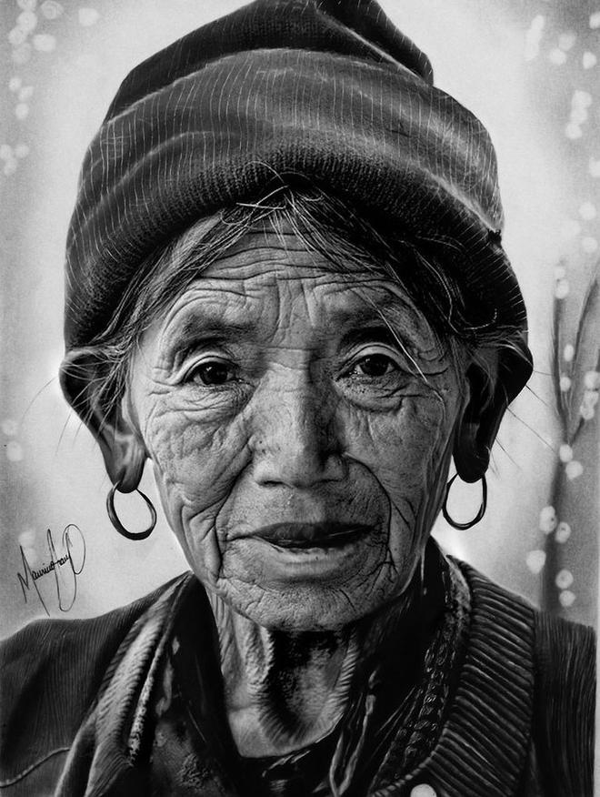 old woman realistic drawings by mauriciofortunato