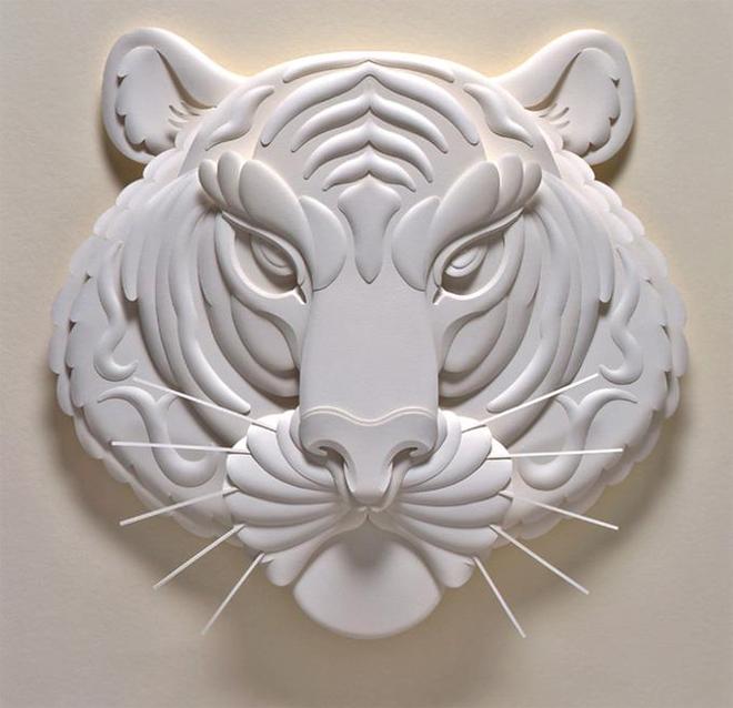 tiger paper sculpture by jeff