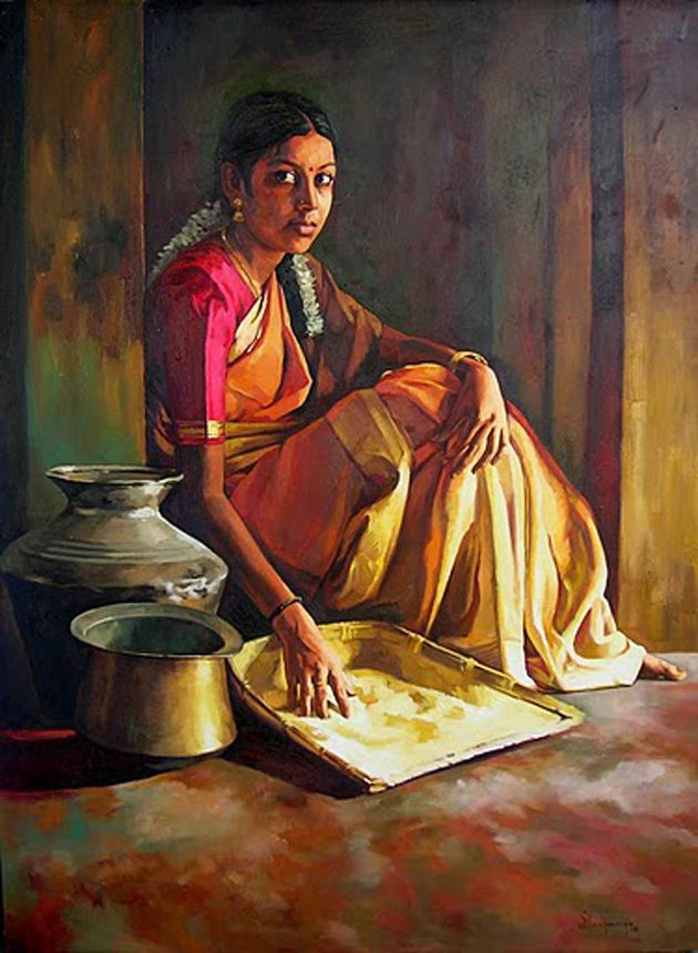 traditionl girl oil paintings