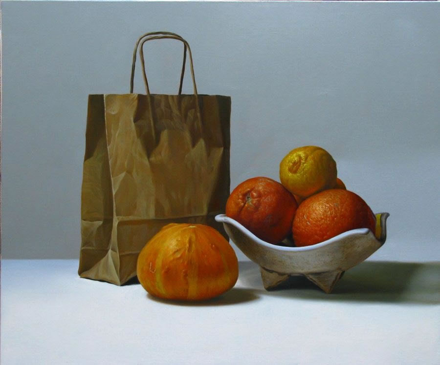 12 orange bag still life painting