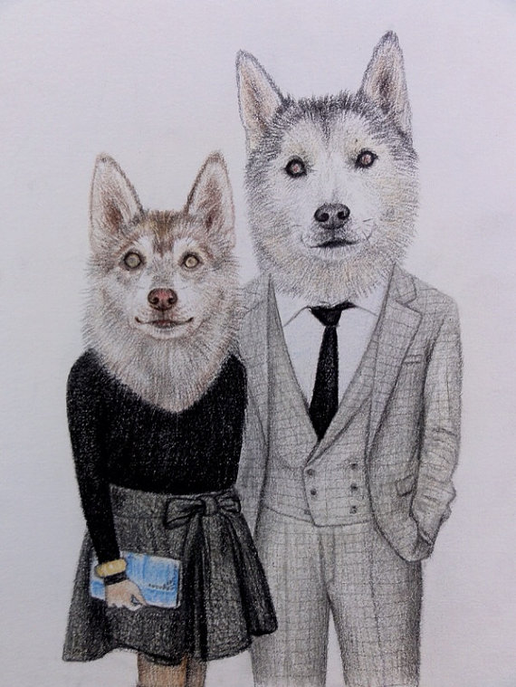 dog pair funny drawings -  16