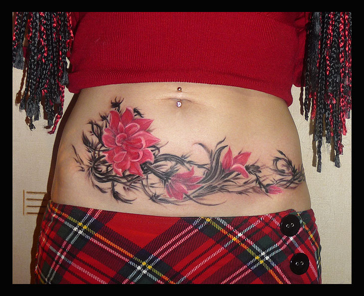 16 red flower tattoos women grimmy