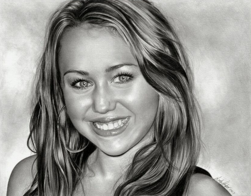 17 girl realistic drawing by miley cyrus