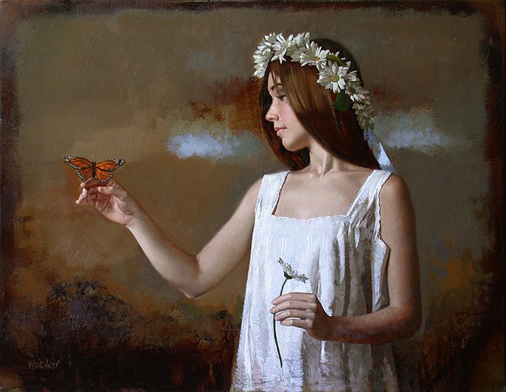 18 flower girl oil painting