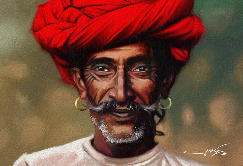 19 traditional man indian paintings