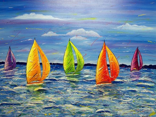 boat colorful paintings