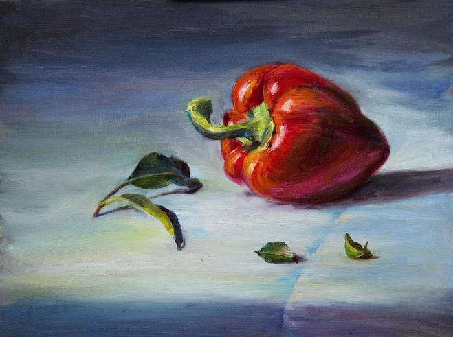 red pepper pastel painting