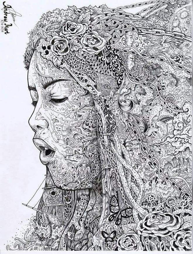 woman doodle art by andrew castillo