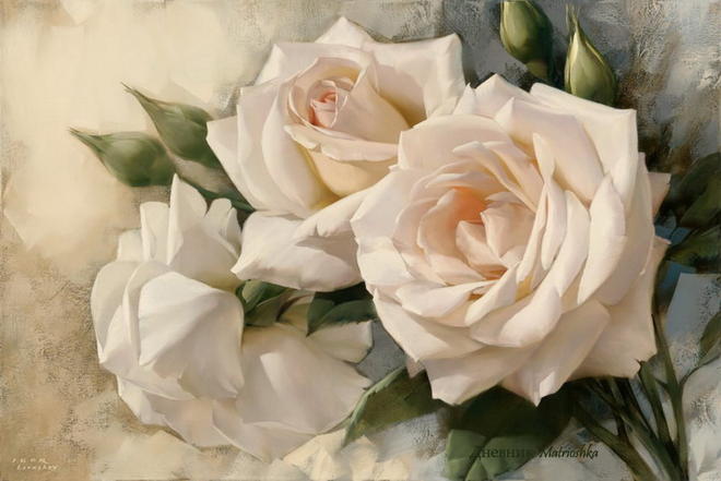 white rose flower painting